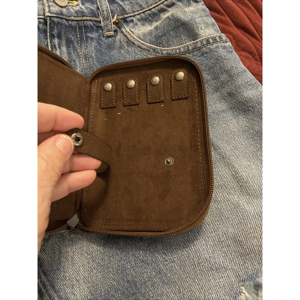 NWT New‎ Justin Western Tool Brown Leather Jewelry Organizer Wallet Zipper Close